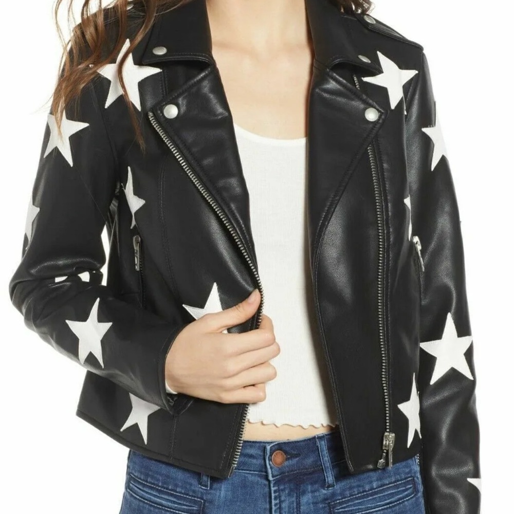 Blank NYC star faux leather jacket